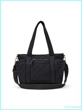 Quilted Cotton Tote Handbag Padded Handles Crossbody Strap